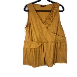 Love & Legend Women's Plus 2X Yellow Ruffles Sleeveless Tank Top